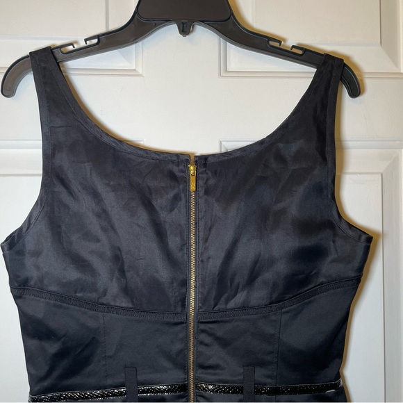 Zac Posen NY Woman’s Black Mini Dress Sz 10 Z Spoke Line Thin Straps Front Slit - Picture 7 of 11